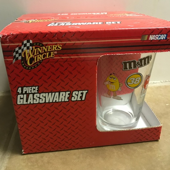 M&M’s M&M NASCAR 4-pc Glasswear Set NWT - Picture 1 of 3
